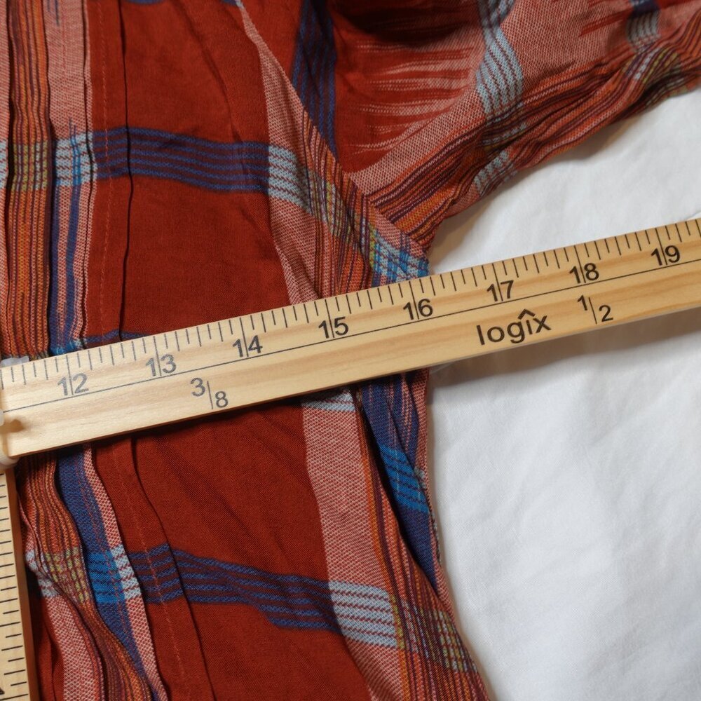 TYLHO Anthropologie Rayon sao paulo red plaid tunic shirt dress Women's size XS - Picture 6 of 9